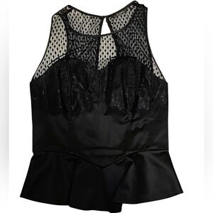 “guess” Elegant Black Lace Peplum Top